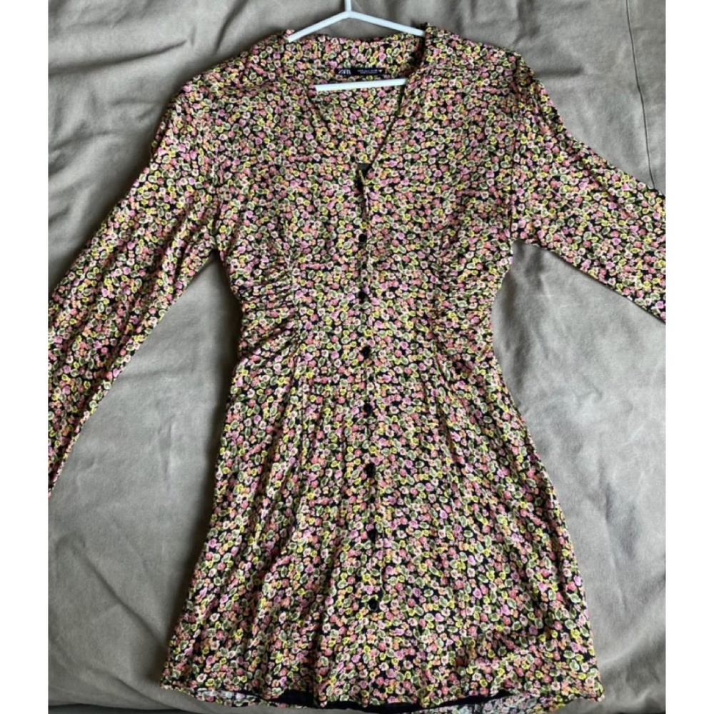 Zara floral long-sleeved dress shirt